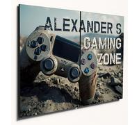 The Plum Penguin Personalised Gaming Zone Wall Art Room Plaque Sign A3 Custom Name Controller Print for Teenage Boys Bedroom, Game Room or Man Cave