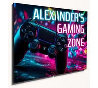 The Plum Penguin Personalised Gaming Zone Wall Art Room Plaque Sign A3 Custom Name Controller Print for Teenage Boys Bedroom, Game Room or Man Cave