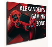 The Plum Penguin Personalised Gaming Zone Wall Art Room Plaque Sign A3 Custom Name Controller Print for Teenage Boys Bedroom, Game Room or Man Cave