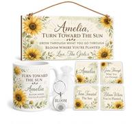 The Plum Penguin Personalised Gift Box Set Sunflower Motivational Quote Plaque, Keyring & Mug