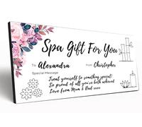 The Plum Penguin Personalised Gift Voucher (20x10cm) 6mm MDF Crafted Memorable Keepsake for All Occasions Customised Gift Certificate (Spa Gift Florals)