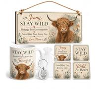 The Plum Penguin Personalised Highland Cow Motivational Gift Box Set