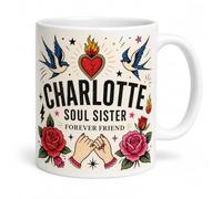 The Plum Penguin Personalised Soul Sister Tattoo Style Mug from Sister Gift