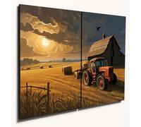 The Plum Penguin Rustic Farmhouse Wall Art Social Realism Style Printed on A4 MDF Wood Panels Canvas Alternative 40 x 30cm