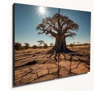 The Plum Penguin Scorching Savanna Heatwave Baobab Wall Art, Hyper-Realistic MDF Home Decor, A4 Dual Set Canvas Alternative 40 x 30cm
