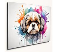 The Plum Penguin Shih Tzu Watercolour Wall Art - Twin A4 6mm MDF Wood Panels