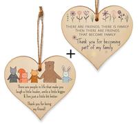 The Plum Penguin Sweetheart Friendship Duo - Two Unique Hanging Heart Plaques Set