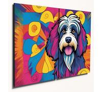 The Plum Penguin Tibetan Terrier Pop Art Wooden Wall Decor - A4 MDF Bright Duo Set Canvas Alternative 40 x 30cm