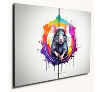 The Plum Penguin Watercolour Rats Wall Art, A4 Dual Panel, 6mm MDF Wood Print Decoration