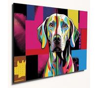 The Plum Penguin Weimaraner Pop Art Wooden Wall Art 2-Piece A4 MDF Set with Bright Colourful Design Canvas Alternative 40 x 30cm