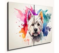 The Plum Penguin West Highland Terrier Wall Art, A4 MDF Wood Panels, Watercolor Style Home Decor