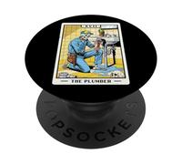 The Plumber Plumbing Tarot Card Skeleton Funny Pipefitter PopSockets Adhesive PopGrip