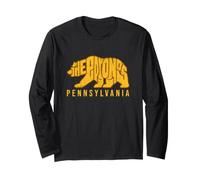 The Poconos Bear Silhouette Pennsylvania Hiking Camping Long Sleeve T-Shirt