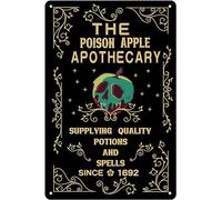 The Poison Apple Apothecary Tin Sign Supplying Quality Potions And Spells Funny Vintage Halloween Metal Signs Wall Decor Artistic Decorations Halloween Accessories For Coffee Shop And Restaurant 8x12