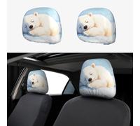 The Polar Bear is Sleeping Car Headrest Cover - Stylish Headrest Protectors for Most Vehicle Models - Easy to Install, Pink, Black, Blue