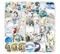 The Polar Bear Sticker for Laptop (50 Pieces), Gift for Children, Teenagers, Adults, Polar Bear Waterproof Vinyl Stickers for Car, Motorcycles, Bicycle, Luggage, Scrapbooking, Skateboard, Guitar