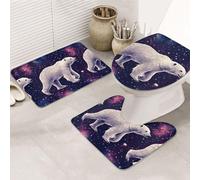 The Polar Bear Universe Bathroom Rugs Sets 3 Piece, Soft Absorbent Memory Foam Bath Mats And U Shaped Contour Toilet Rug, Home Decoration, Quick Dry