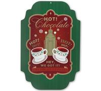 The Polar Express Hot Chocolate Gold Metal Wall Art - Classic Polar Express Sign for Christmas Decorating