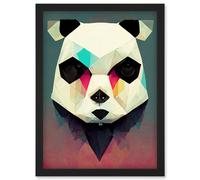 The Polygon Panda Modern Abstract Bear Head Artwork Framed Wall Art Print A4 Artery8 Black One Size