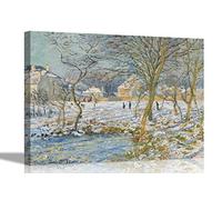 The Pond Snow Effect By Claude Monet Canvas Pictures Framed Prints Wall Art Home Office Framed Hanging Art 76 x 50cm (30 x 20 inches)