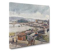 The Pont Boieldieu by Camille Pissarro Canvas Print | Gallery Wrapped 30mm Frame Wall Art | 14x14 inches | Ready to Hang | Modern Picture | Living Room Bedroom Lounge Office