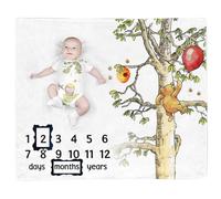 The Pooh Bear and Honey Baby Monthly Milestone Blanket, Gift Stuff for Newborn Baby Boy & Girl Photo Taken - Baby Age Blanket with 2 Frame…