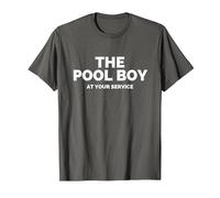 The Pool Boy at Your Service Funny Pool T-Shirt, Men, Asphalt Grey, XX-Large