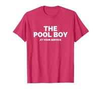 The Pool Boy at Your Service Funny Pool T-Shirt, Men, Red Heather, Small
