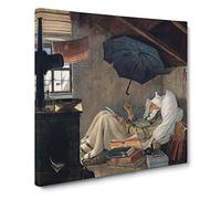 The Poor Poet by Carl Spitzweg Canvas Print | Gallery Wrapped 30mm Frame Wall Art | 14x14 inches | Ready to Hang | Modern Picture | Living Room Bedroom Lounge Office