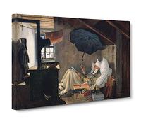 The Poor Poet By Carl Spitzweg Canvas Print | Gallery Wrapped 30mm Frame Wall Art | 24x16 inches | Ready to Hang | Classic Picture | Living Room Bedroom Lounge Office