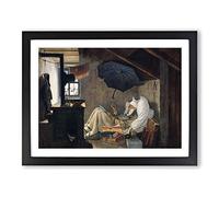 The Poor Poet By Carl Spitzweg Classic Painting Framed Print | A2 Black Framed Wall Art | Ready to Hang | Classic Historical Picture | Living Room Bedroom Lounge Office