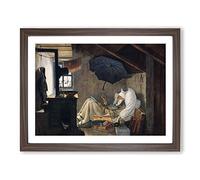 The Poor Poet By Carl Spitzweg Classic Painting Framed Print | A2 Walnut Framed Wall Art | Ready to Hang | Classic Historical Picture | Living Room Bedroom Lounge Office