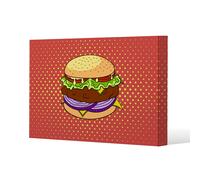 The pop art illustration of burger (Canvas Print) / 101 x 77 x 4cm Benjamin Tate Design Natural One Size