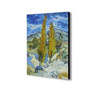 The Poplars at Saint-Rémy by Vincent Van Gogh - Canvas Wall Art Framed Print - Various Sizes (A1 32x24 inches)
