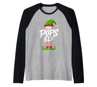 The Pops Elf Matching Family Group Christmas Grandfather Raglan Baseball Tee