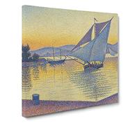 The Port At The Sunset by Paul Signac Canvas Print | Gallery Wrapped 30mm Frame Wall Art | 14x14 inches | Ready to Hang | Classic Landscape Picture | Living Room Bedroom Lounge Office