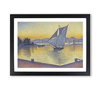 The Port At The Sunset By Paul Signac Classic Painting Framed Print | A3 Black Framed Wall Art | Ready to Hang | Classic Landscape Picture | Living Room Bedroom Lounge Office