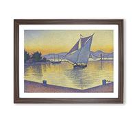 The Port At The Sunset By Paul Signac Classic Painting Framed Print | A4 Walnut Framed Wall Art | Ready to Hang | Classic Landscape Picture | Living Room Bedroom Lounge Office