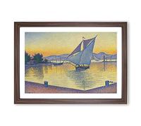 The Port at The Sunset by Paul Signac Framed Print | A2 Walnut Framed Wall Art | Ready to Hang | Modern Landscape Picture | Living Room Bedroom Lounge Office