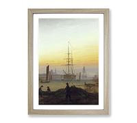 The Port Of Greifswald By Caspar David Friedrich Classic Painting Framed Print | A2 Oak Framed Wall Art | Ready to Hang | Classic Historical Picture | Living Room Bedroom Lounge Office