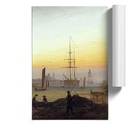 The Port Of Greifswald By Caspar David Friedrich | Unframed Wall Art Print | Ready to Frame Poster | Modern Home Decor Picture | Artwork for Living Room, Bedroom or Office | A2 (42x59.4 cm)