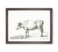 The Portrait Of A Cow By Jean Bernard Vintage Framed Print | A3 Walnut Framed Wall Art | Ready to Hang | Classic Animal Picture | Living Room Bedroom Lounge Office