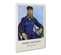 The Postman Joseph Roulin By Vincent Van Gogh Canvas Print | Gallery Wrapped 30mm Frame Wall Art | 20x14 inches | Ready to Hang | Impressionist Picture | Living Room Bedroom Lounge Office