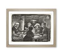 The Potato Eaters Sketch By Vincent Van Gogh Classic Painting Framed Print | A4 Oak Framed Wall Art | Ready to Hang | Classic Historical Picture | Living Room Bedroom Lounge Office