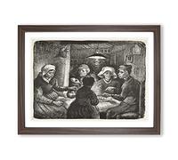 The Potato Eaters Sketch By Vincent Van Gogh Classic Painting Framed Print | A4 Walnut Framed Wall Art | Ready to Hang | Classic Historical Picture | Living Room Bedroom Lounge Office