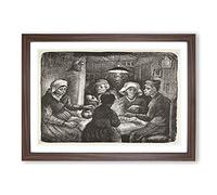 The Potato Eaters Sketch by Vincent Van Gogh Framed Print | A2 Walnut Framed Wall Art | Ready to Hang | Modern Historical Picture | Living Room Bedroom Lounge Office