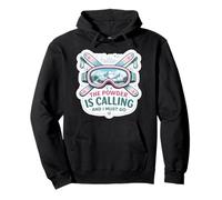 The Powder Is Calling And I Must Go Woman Skier Ski Skiing Pullover Hoodie