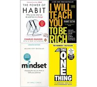 The Power of Habit, I Will Teach You To Be Rich, Mindset, The One Thing 4 Books Collection Set