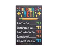 The Power of Yet Poster Motivational Wall Art Growth Mindset Educational Chart Poster 20x30inch(50x75cm)