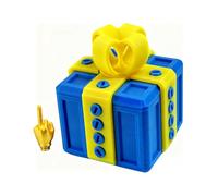 The Prank Box - Middle Finger Surprise Box,Interactive Prank Decor for Desk,Surprise Boxes for Birthday, Christmas, Halloween (Blue Yellow)